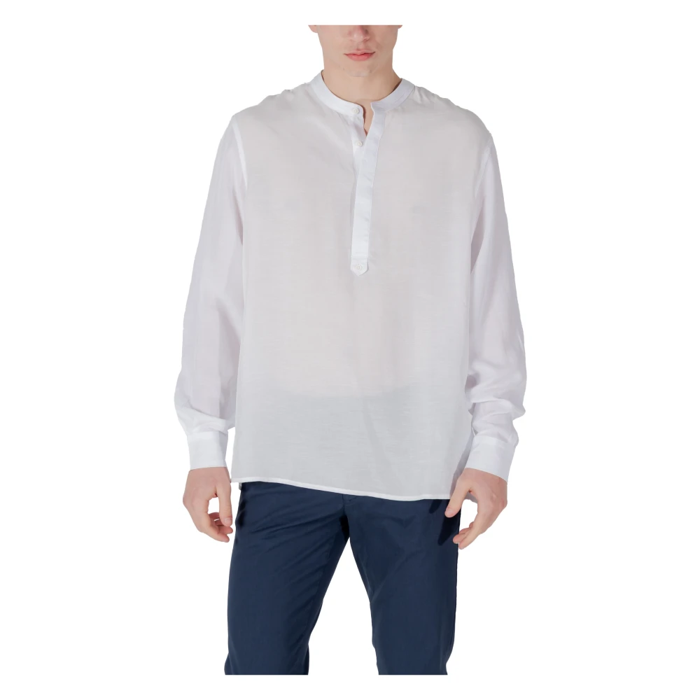Antony Morato Men's White Casual Shirts, L, Relaxed Fit Long-Sleeve Shirt