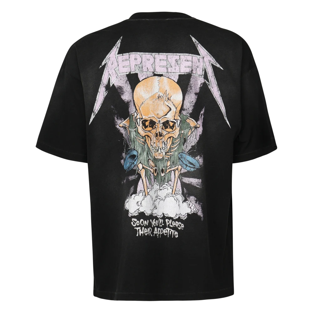 Represent Zwarte T-shirts en polo`s met print Black Heren