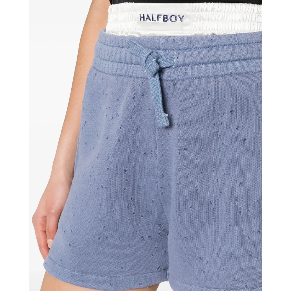 Halfboy Blauw Indigo Boxershorts met Laserbehandeling Blue Dames