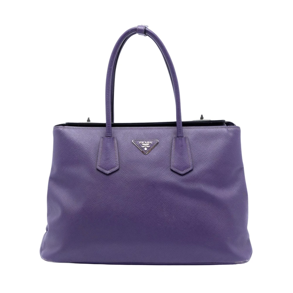 Prada Vintage Women's Purple Vintage Handbags, One Size, Pre-Owned Structured Leather Tote Bag
