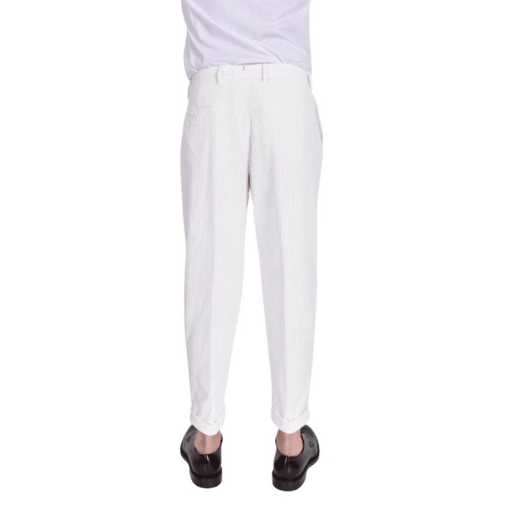 Berwich Witte Fluwelen Broek Regular Fit White Heren
