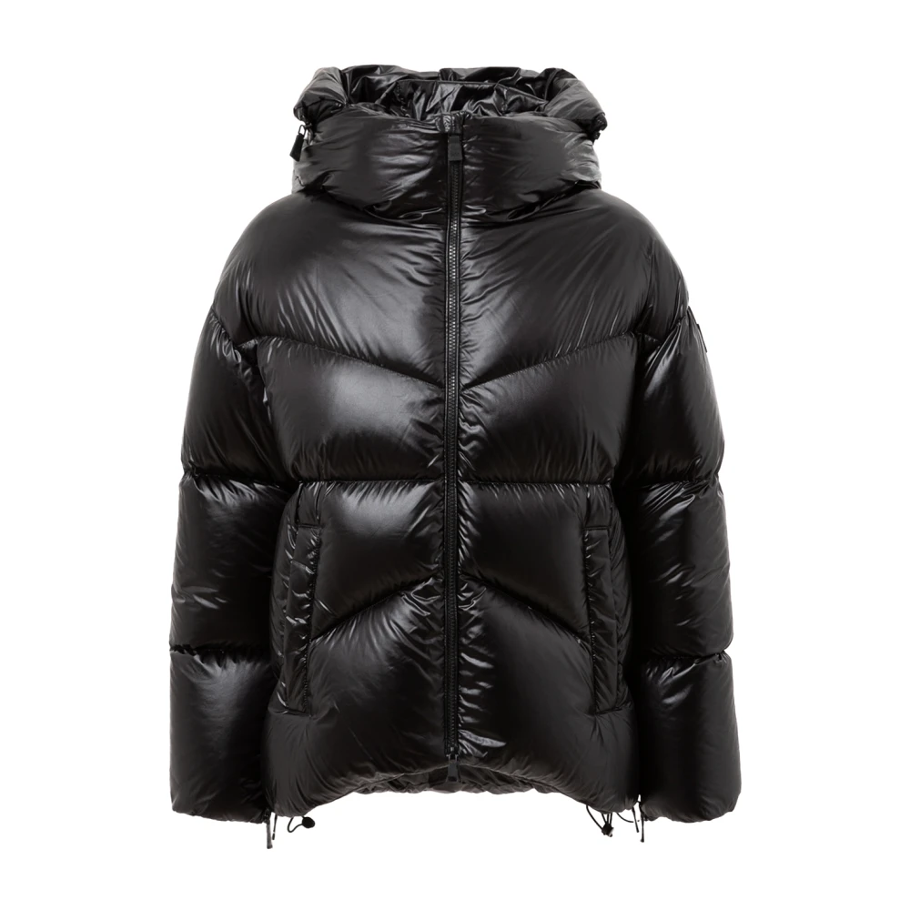 Add Gewatteerde jas met capuchon en verdwijnend logo Black Dames
