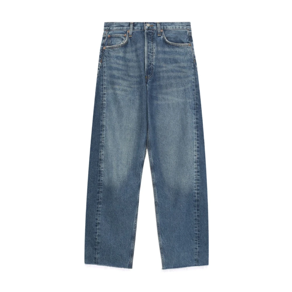 Agolde Blauwe Denim Straight Leg Jeans Blue Dames