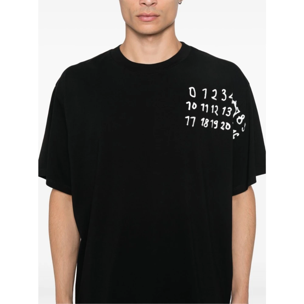 MM6 Maison Margiela Zwart Katoenen Jersey Crew Neck T-shirt Black Heren