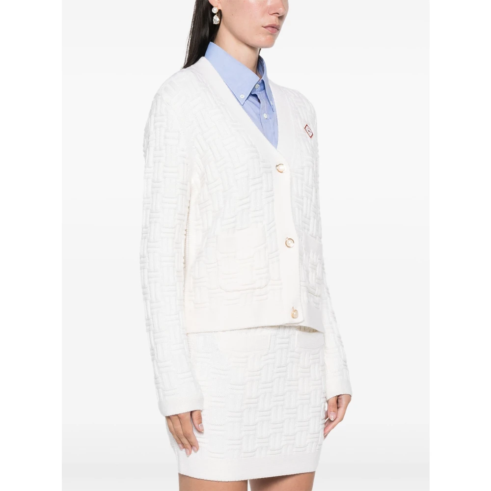 Casablanca Witte Merino Cardigan met knoopsluiting White Dames