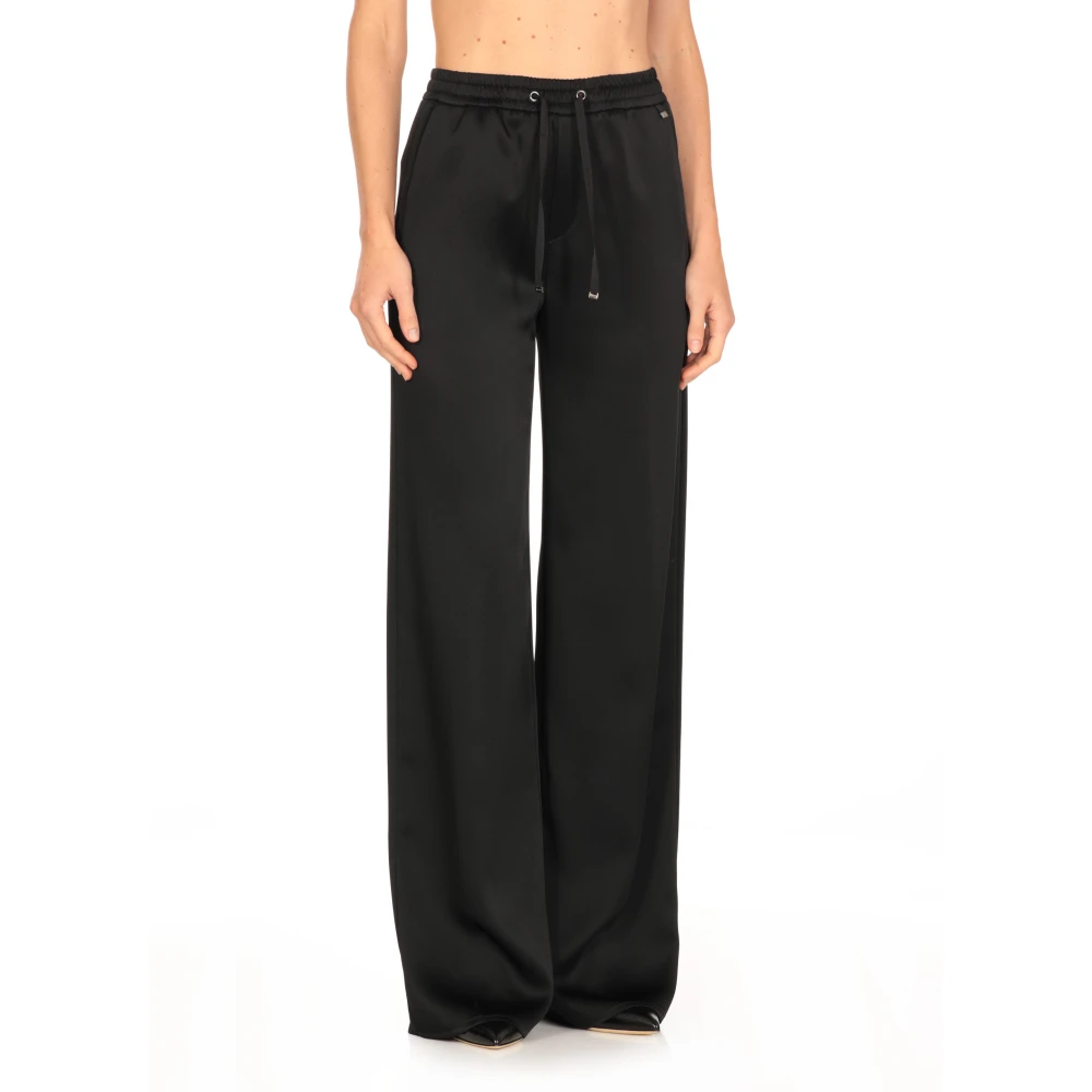 Herno Zwarte Elastische Taille Trekkoordbroek Black Dames