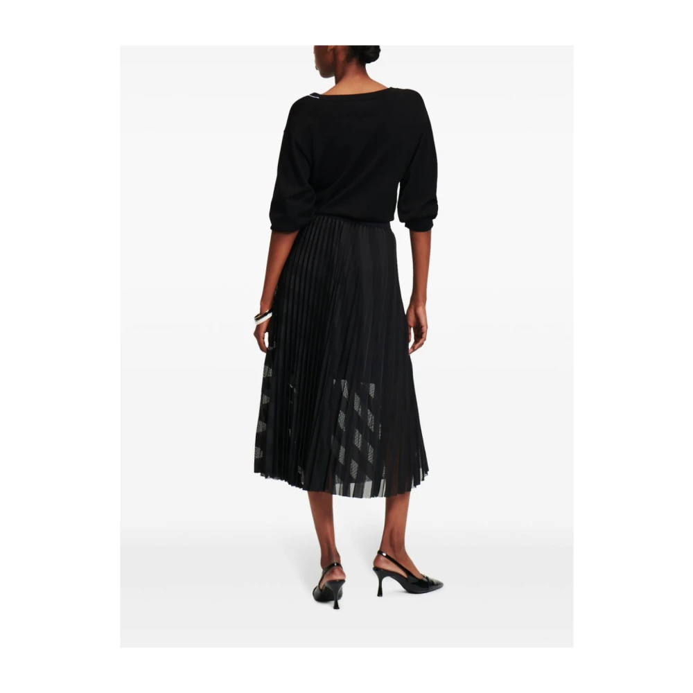 Karl Lagerfeld Geplisseerde Mesh Midi ROK Black Dames