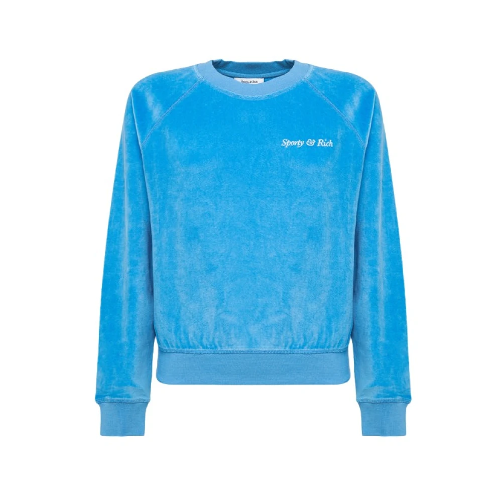 Sporty & Rich Zachte Fluweel Sweatshirt Blue Heren