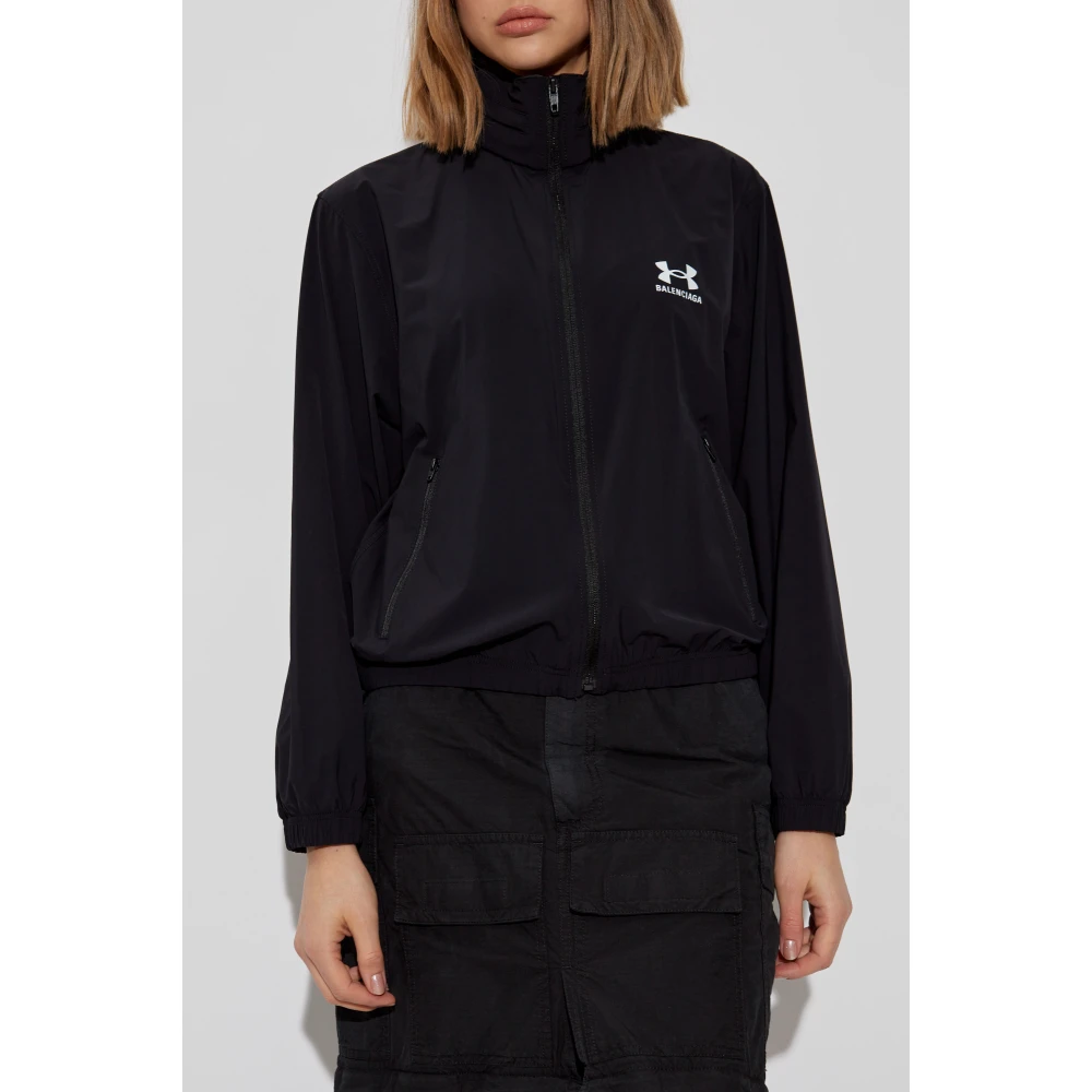 Balenciaga Jas met capuchon verborgen in kraag Black Dames