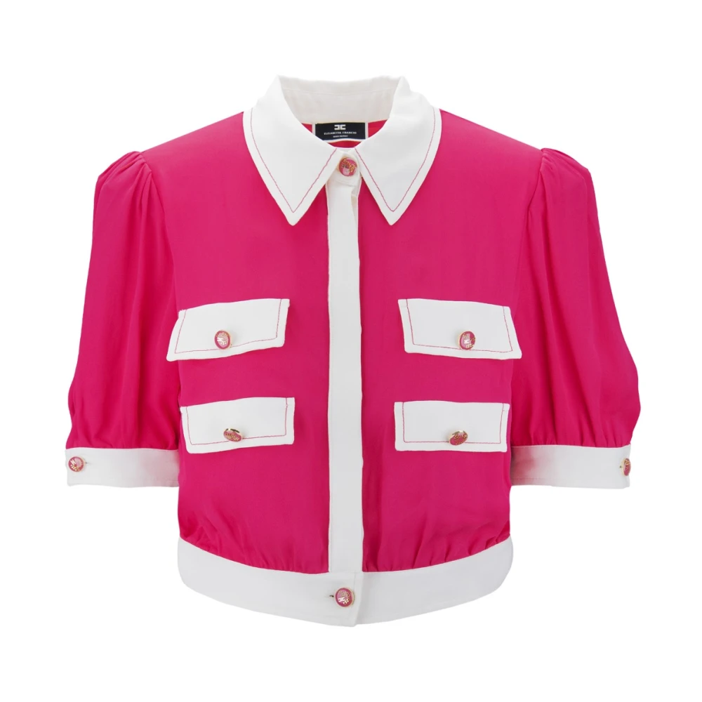 Elisabetta Franchi Korte mouwen knoopshirt Pink Dames