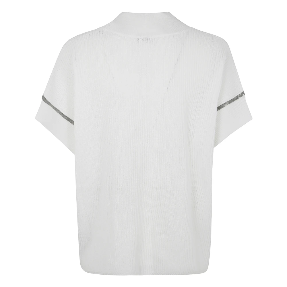 BRUNELLO CUCINELLI V-hals trui korte mouw lichtgewicht breisel White Dames
