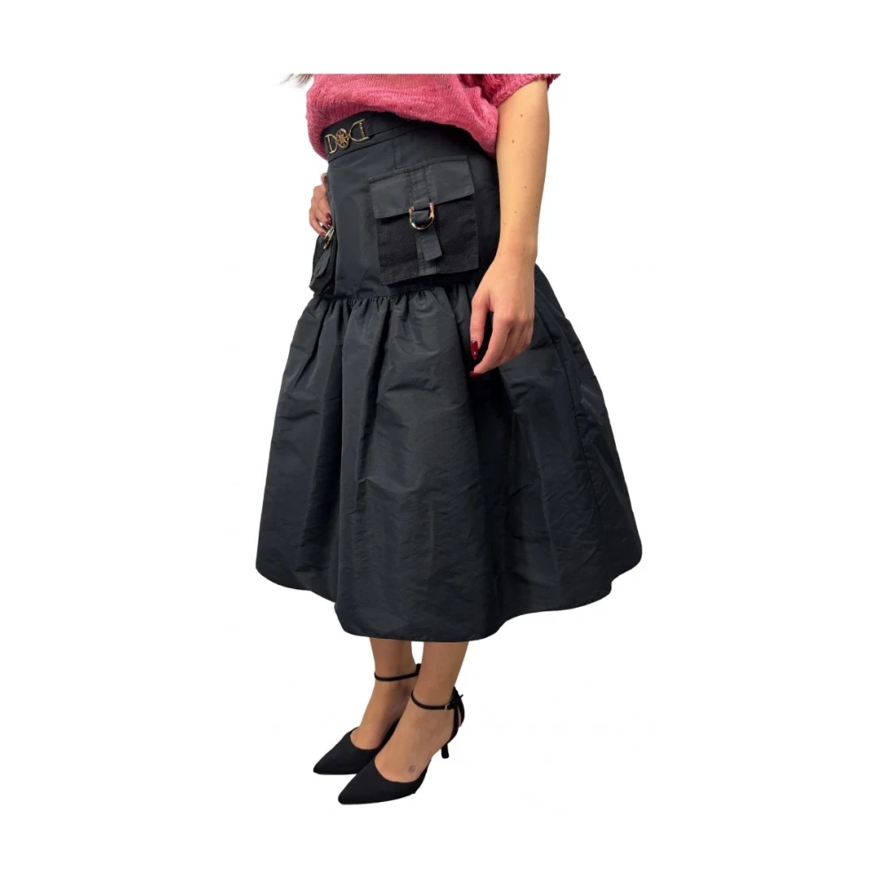 Elisabetta Franchi Elegante Geplooide Rok Black Dames