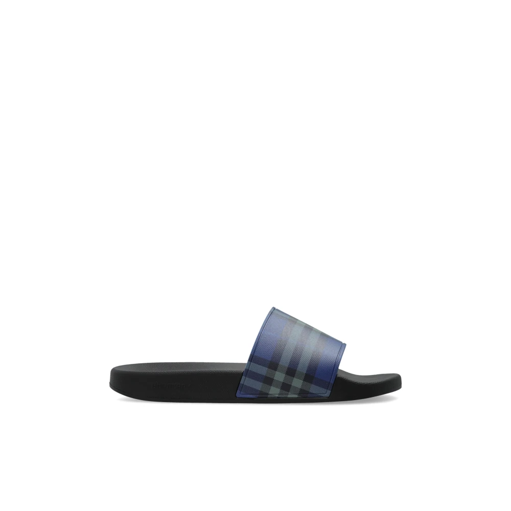Burberry Men's Blue Sliders, 12 Uk, Check Slides