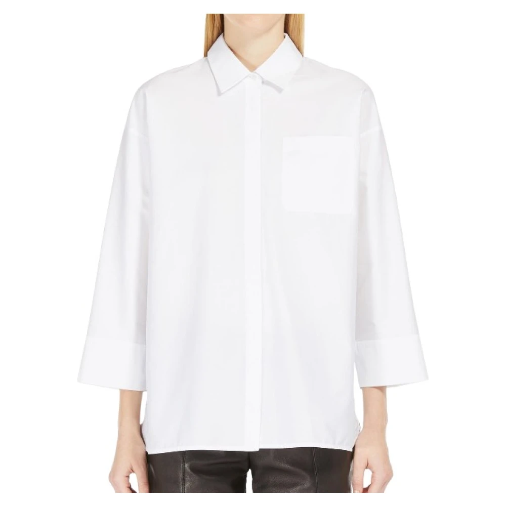 Max Mara Klassieke Katoenen Twill Overhemd met Puntkraag White Dames