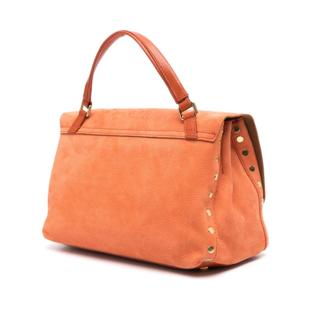Zanellato Oranje Leren Schoudertas met Gouden Studs Orange Dames