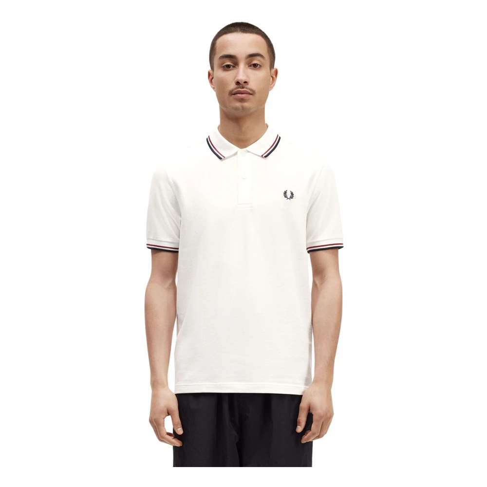 Fred Perry Polo Shirt met Contraststrepen White Heren