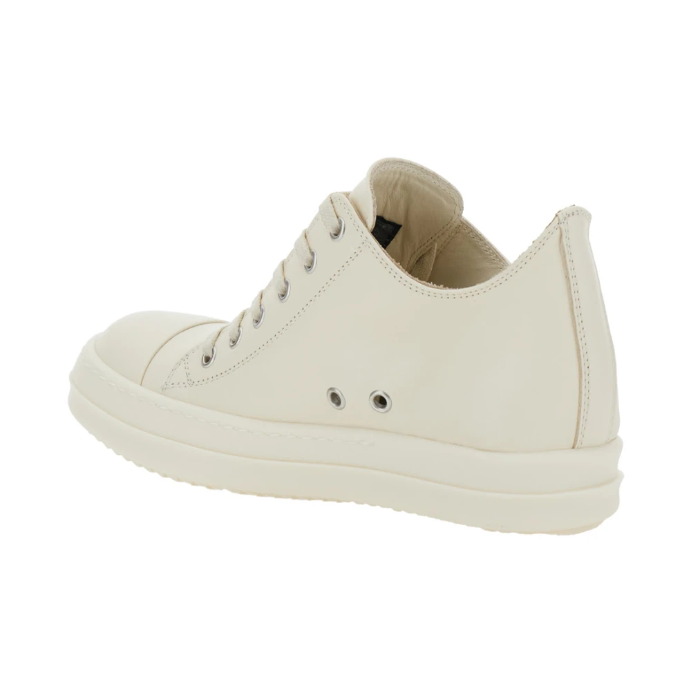 Rick Owens Witte lage leren sneakers White Dames