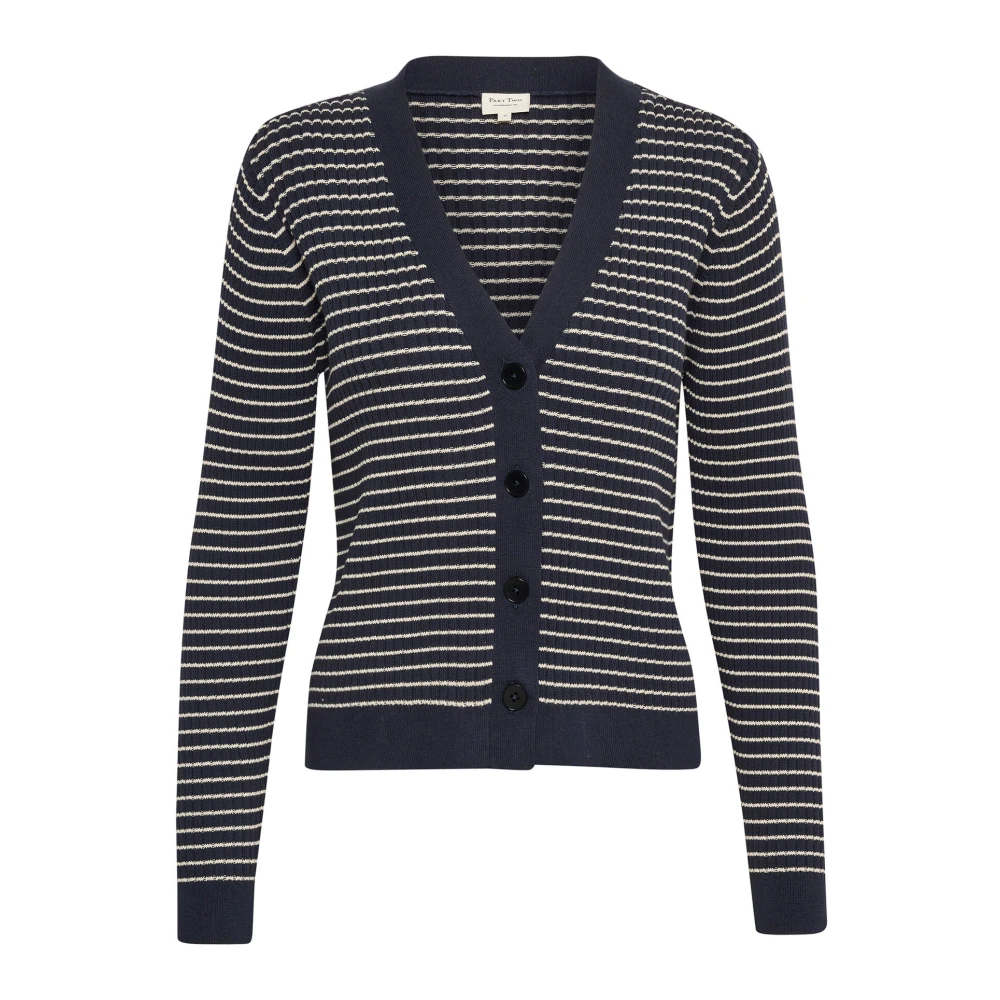 Part Two Gestreepte Cardigan met Knoopsluiting Black Dames