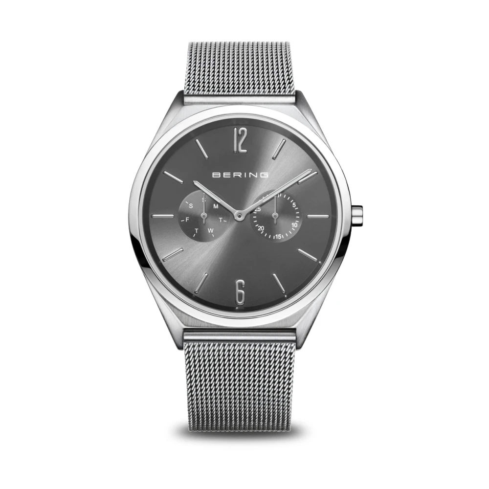 Bering Unisex Gray Watches, One Size, Watch Ultra Slim Bracelet Milanese Bracelet 17140-009
