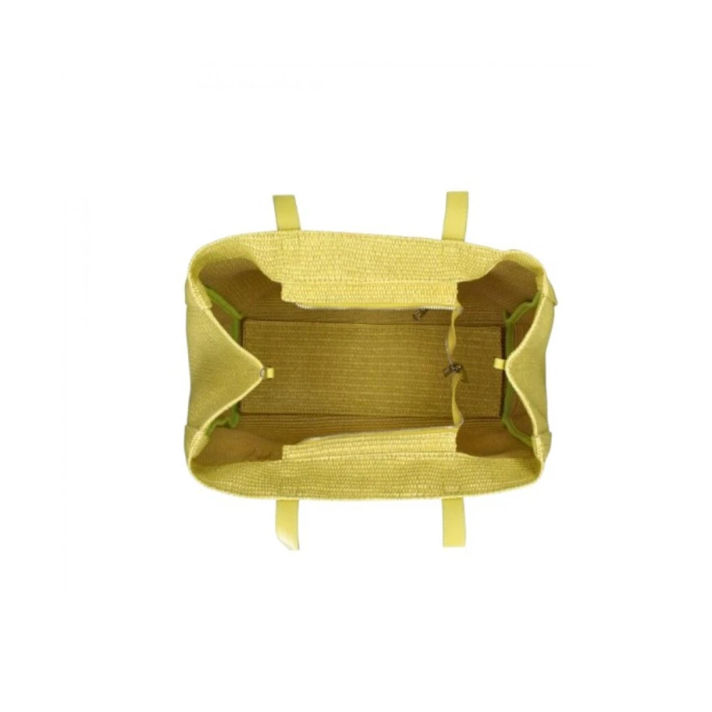 Rebelle Stro Handtas met Leren Handvatten Yellow Dames