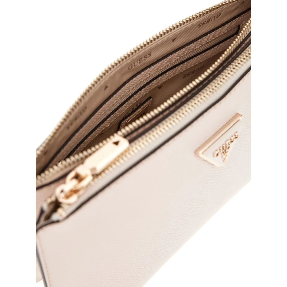 Guess Schoudertas van eco-leer met metalen driehoek Beige Dames