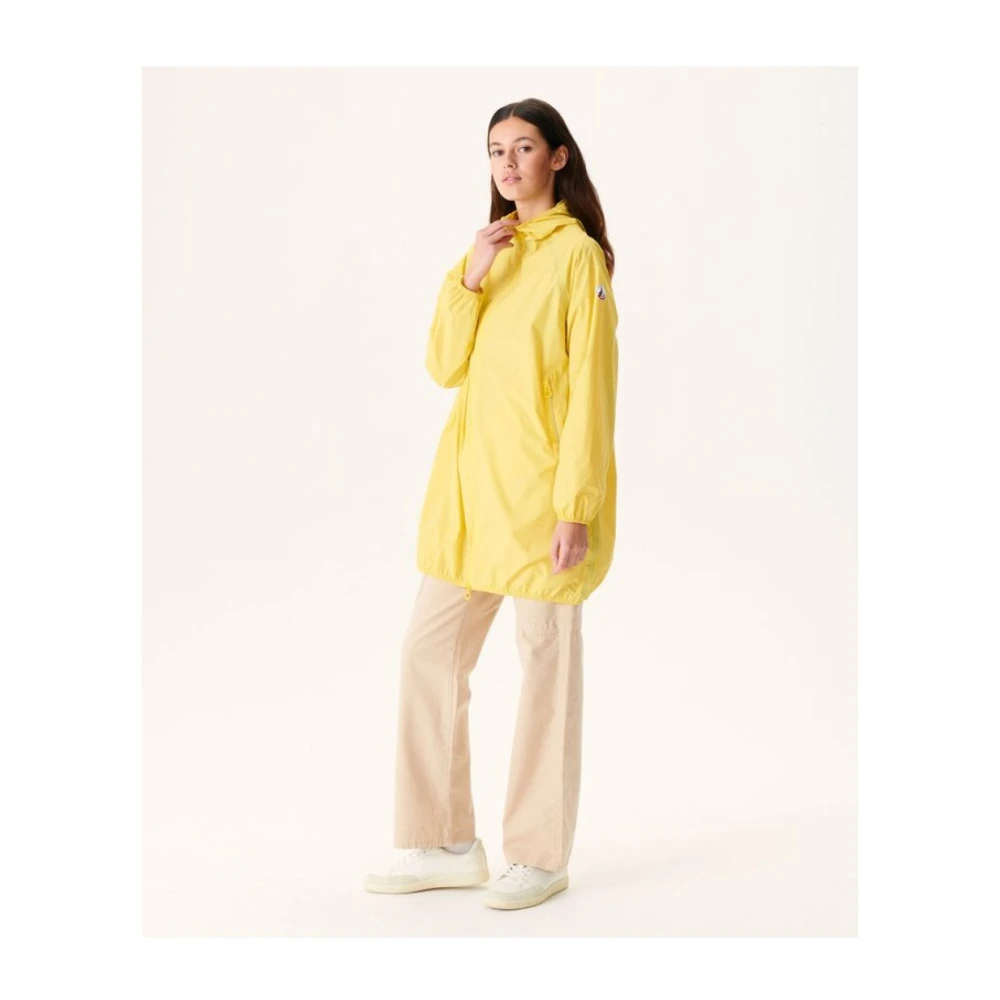 Jott Lange regenjas met capuchon Reflecterende winddichte jas Yellow Dames