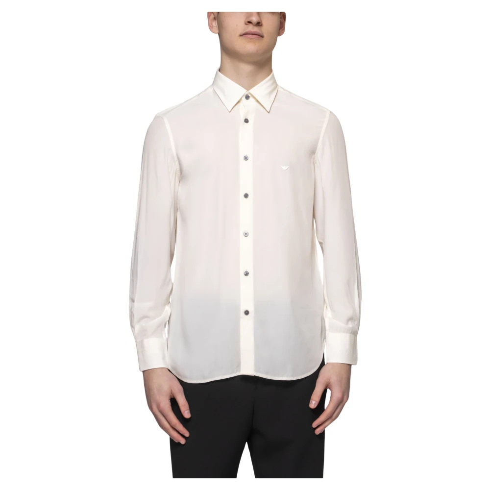 Emporio Armani Men's White Casual Shirts, S, Snow Shirt