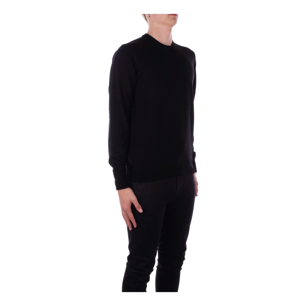 Alpha Studio Zwarte Trui met Omgeslagen Details Black Heren