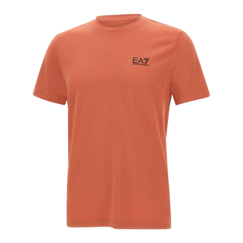 Emporio Armani EA7 Oranje Stretch Katoenen T-shirt met Logo Orange Heren
