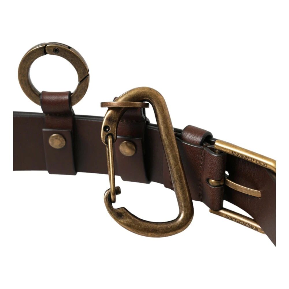 Dolce & Gabbana Luxe Leren Riem met Metalen Gesp Brown Heren