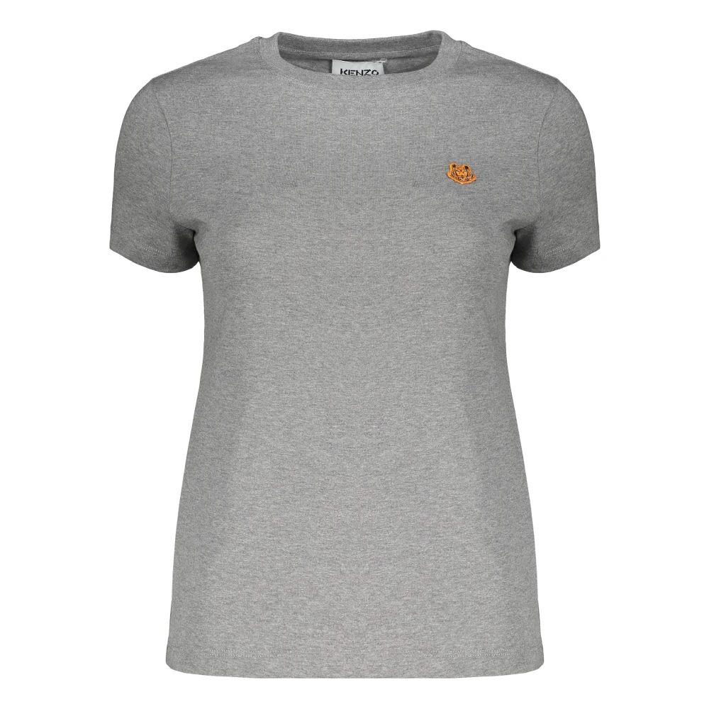Kenzo Katoenen T-shirt met Front Patch Gray Dames