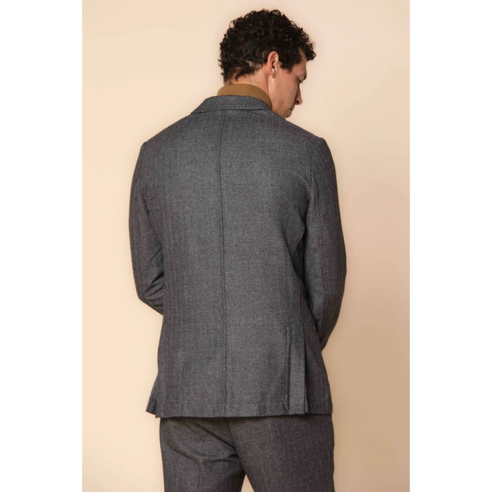 Mason's Regular Fit Krijtstreep Flanellen Blazer Gray Heren