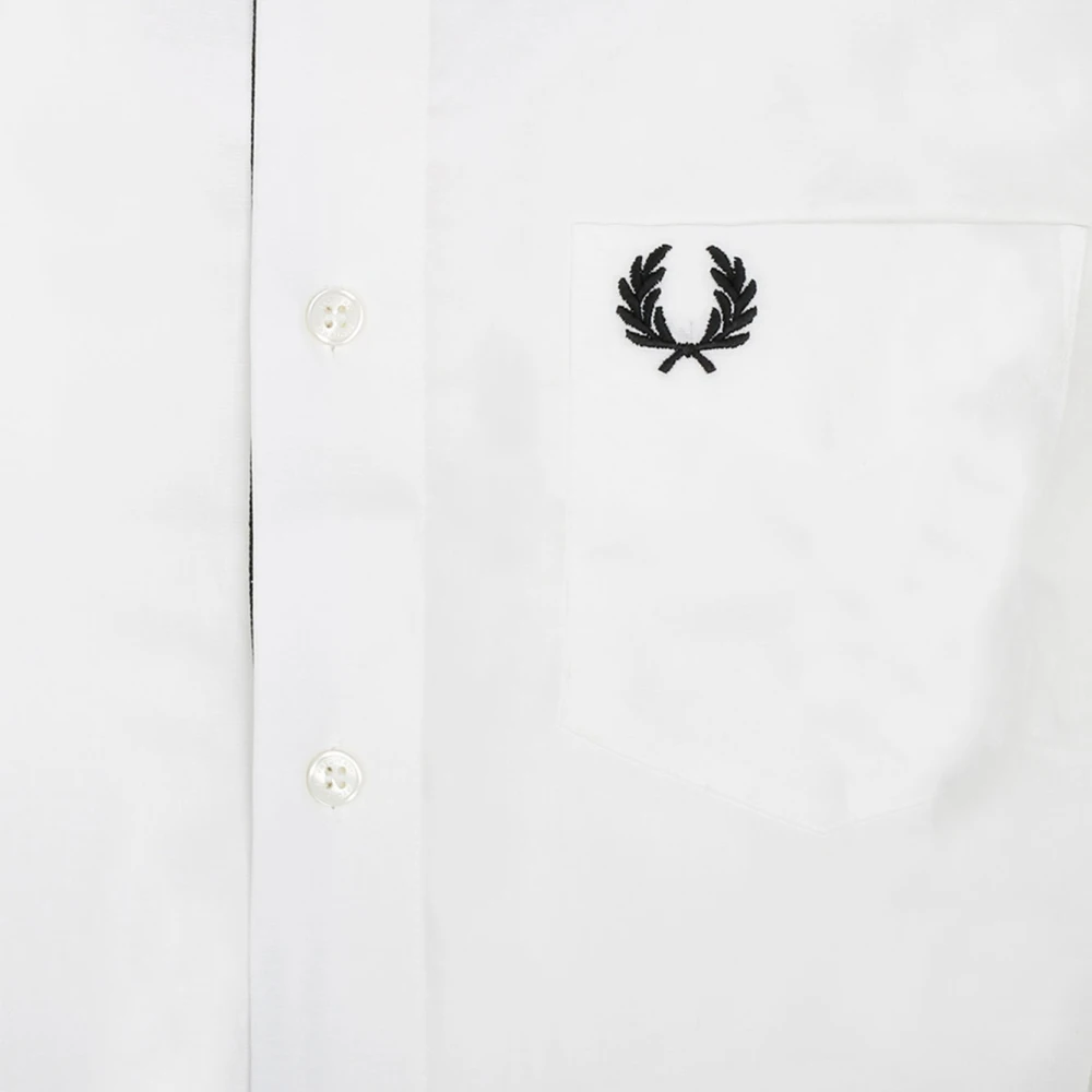 Fred Perry Witte Katoenen Overhemd met Knoopkraag White Heren