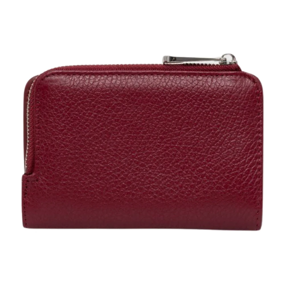 Twinset Bordeaux Leren Portemonnee Drukknoopsluiting Red Dames