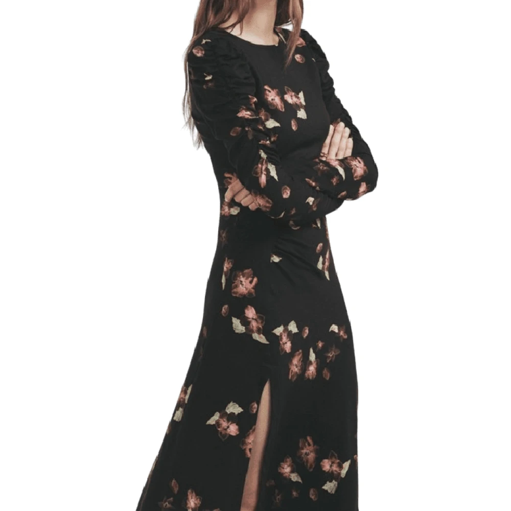 Mar De Margaritas Zwarte bloemen Chloe jurk Multicolor Dames
