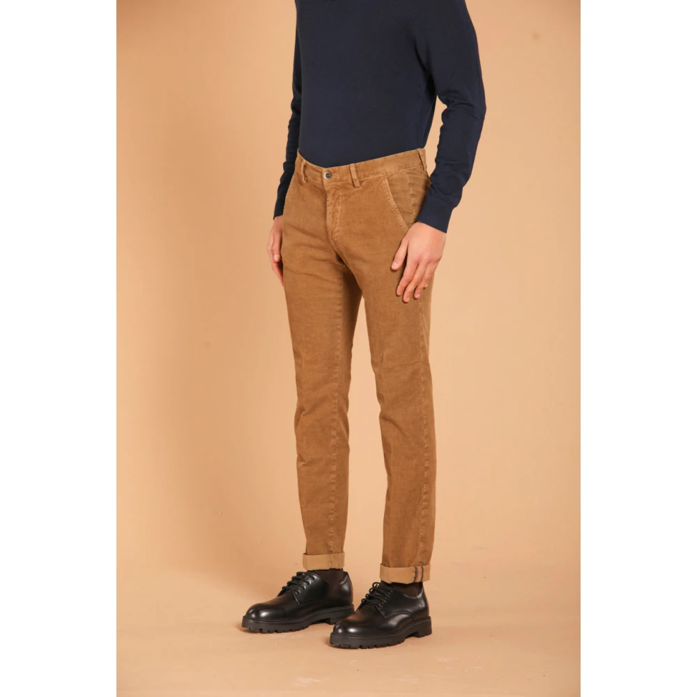 Mason's Fluweel Gestreepte Slim Fit Chino Broek Brown Heren