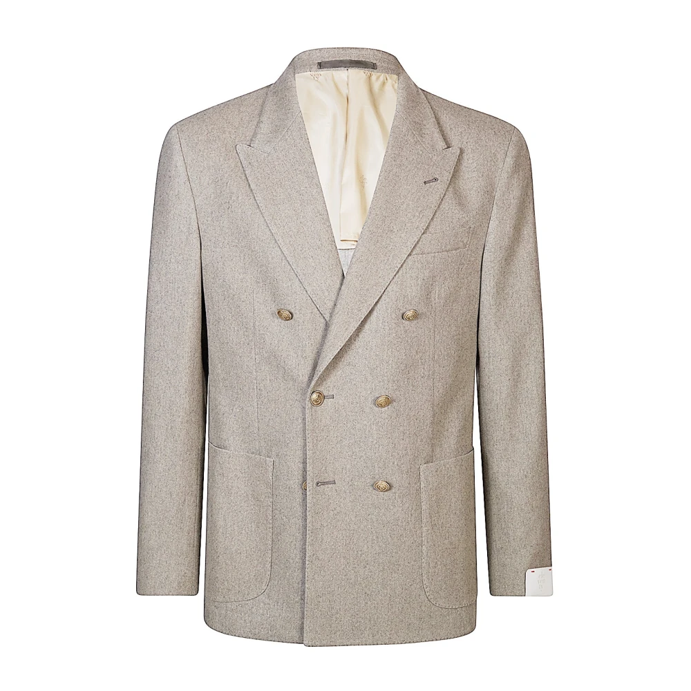 Eleventy Mannelijk Beige Jassen Heren, L, Wol, Giacca Doppio Petto P Lancia