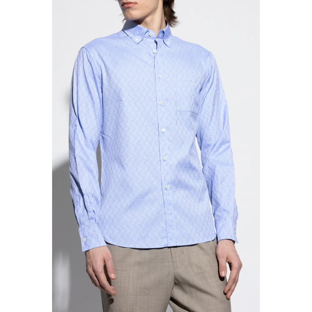 Salvatore Ferragamo Monogram Shirt Blue Heren