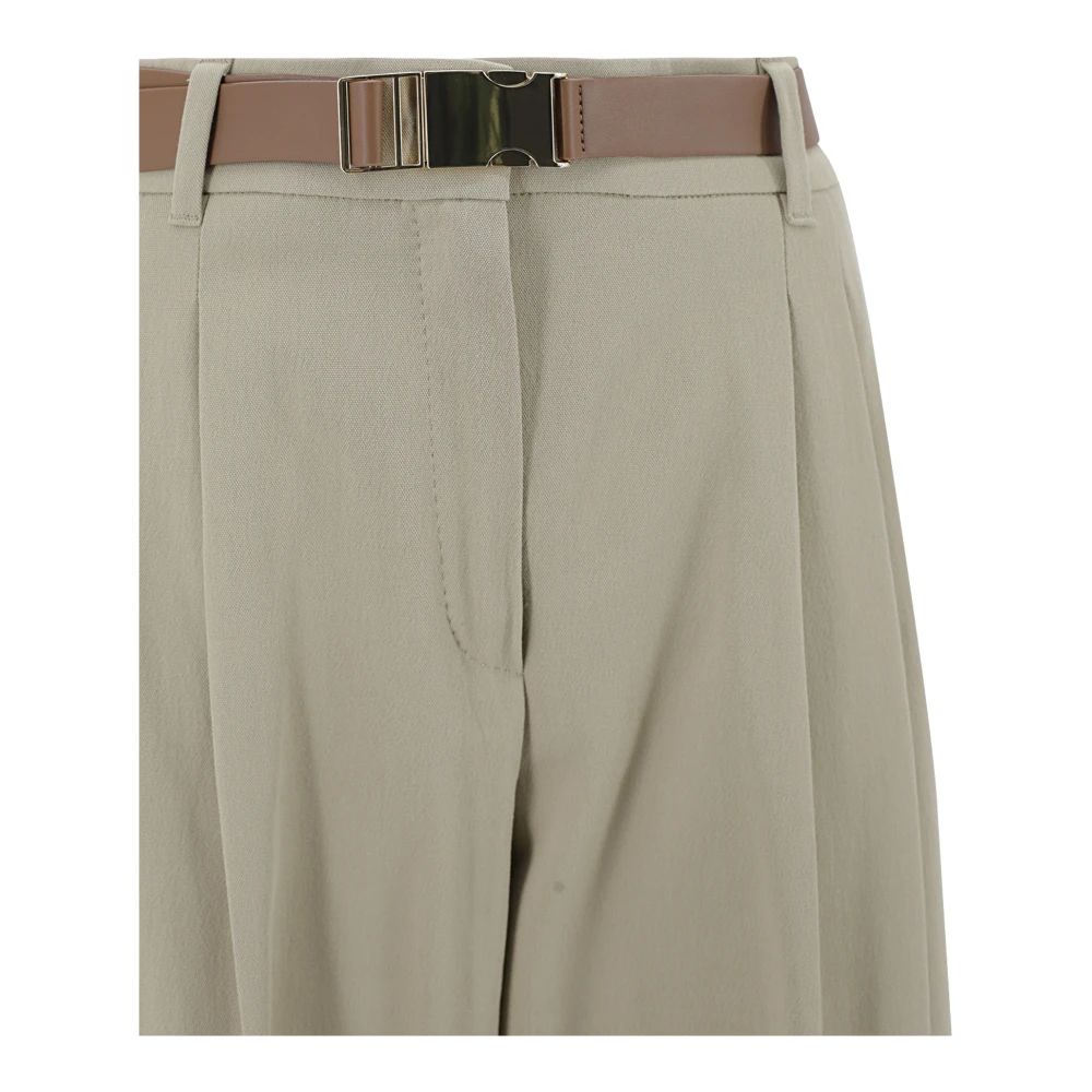 Max Mara Studio Beige Broek met Franse Zakken Beige Dames