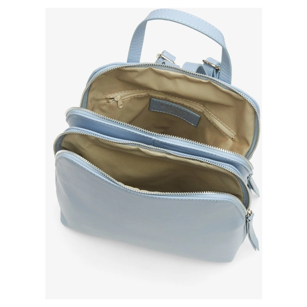 Estro Dames Lichtblauwe Rugzak gemaakt van Echt Italiaans Leer Er00115039 Blue Dames