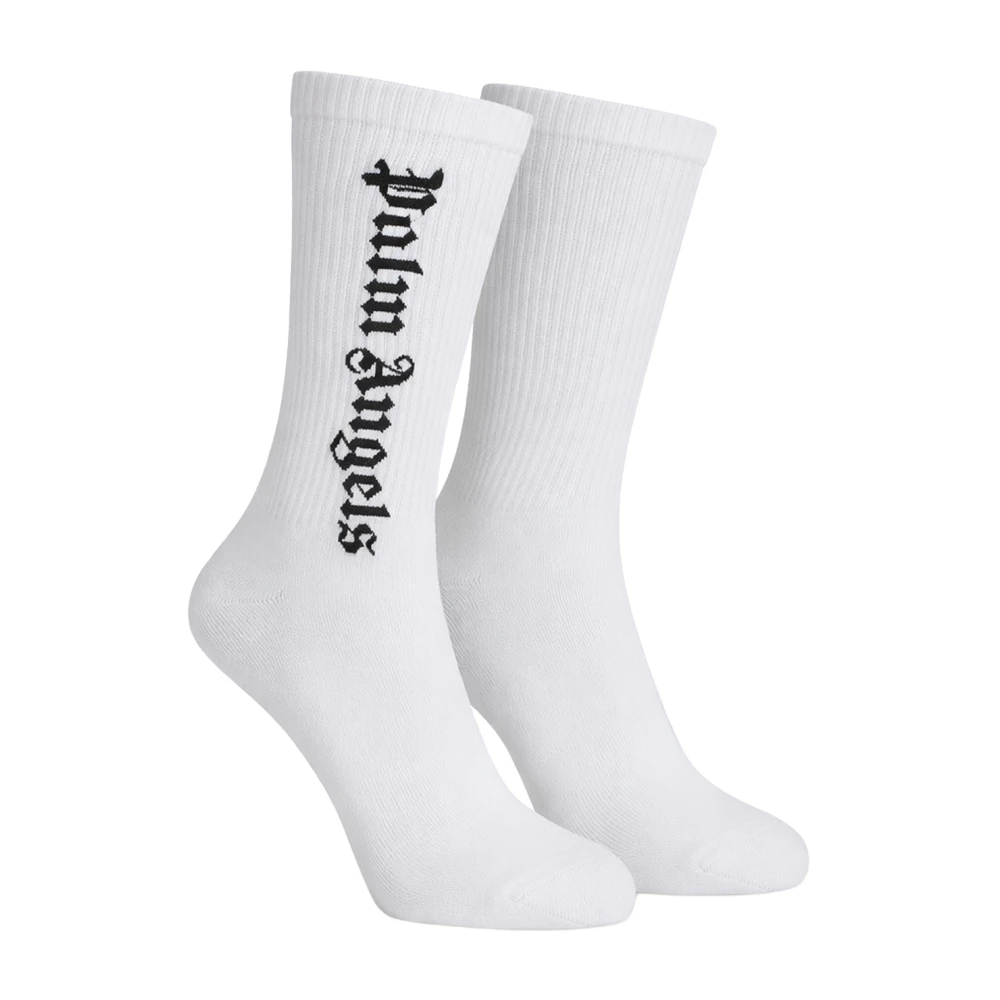 Palm Angels Men's White Socks, S, Classic Logo Socks