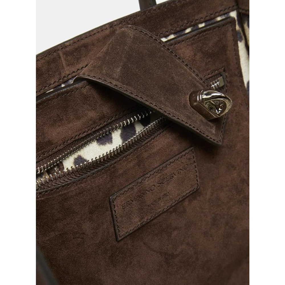 Ermanno Scervino Bruine suède Maggie tas met krokodillenprint details Brown Dames