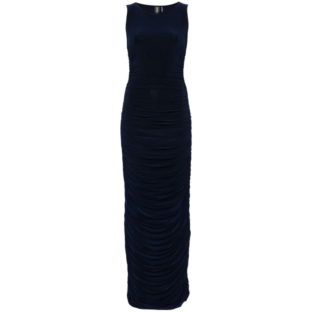 Norma Kamali Navy Blauwe Gerimpelde Bodycon Jurk Blue Dames