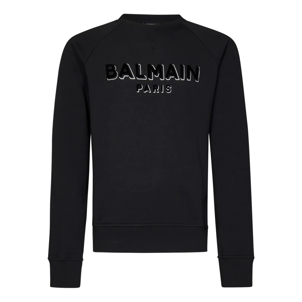 Balmain Zwarte Crewneck Sweatshirt Aw24 Black Heren