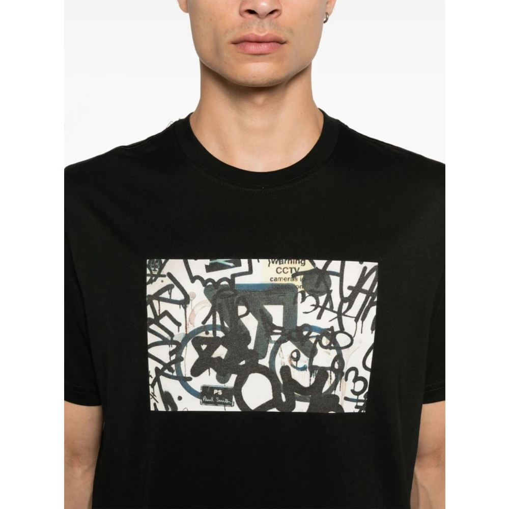 Paul Smith B&W Bike Print Crew Neck T-shirt Black Heren