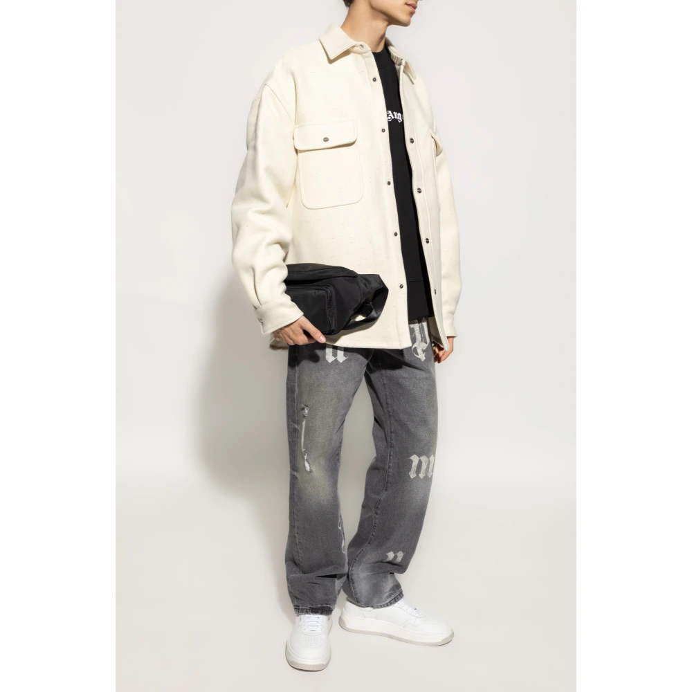Palm Angels Jas met logo Beige Heren