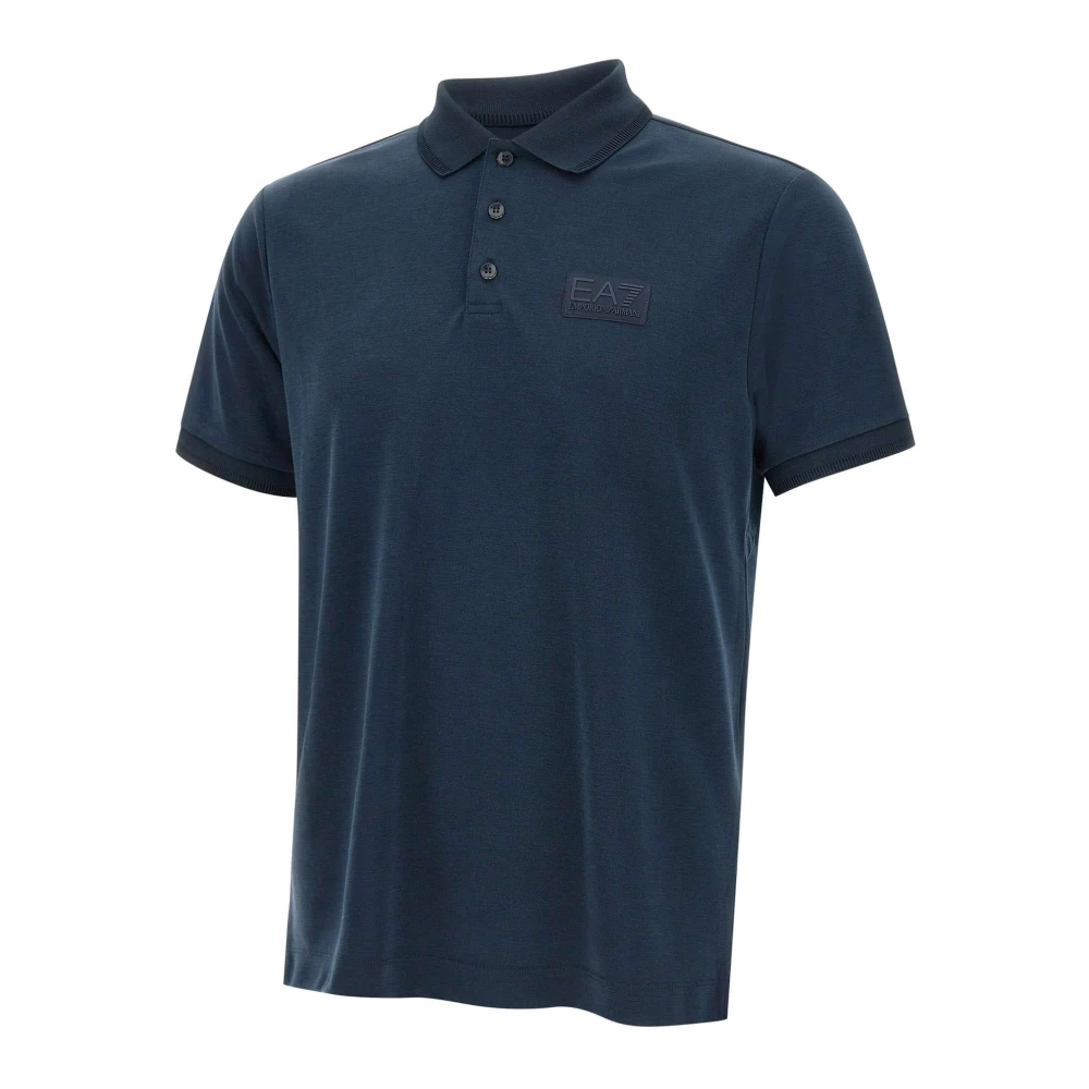Emporio Armani EA7 Zachte Lyocell Heren Polo Shirt Blauw Blue Heren