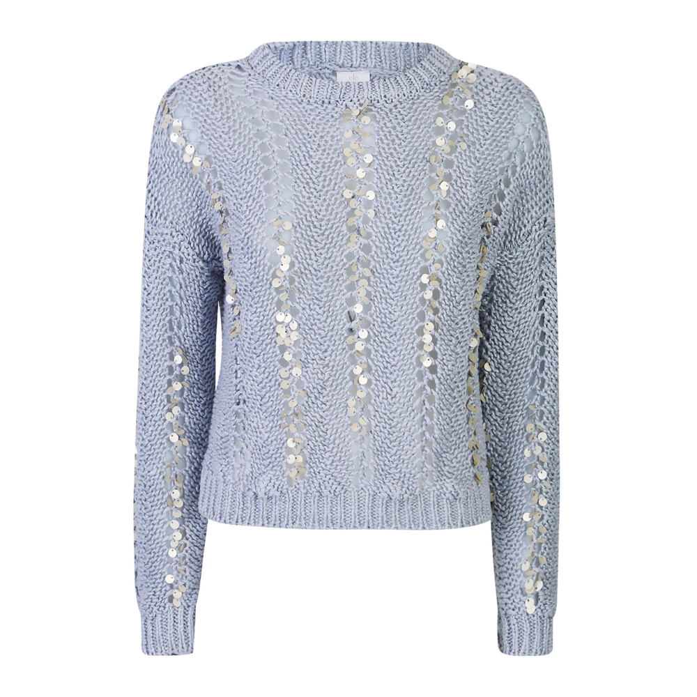 Eleventy Vrouw Blauw Truien & Vesten Dames, L, Linnen, Rondgebreide Trui