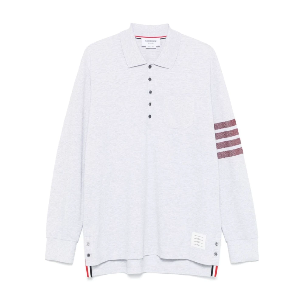 Thom Browne Grijze Polo Shirt met 4-Streep Detail Gray Heren