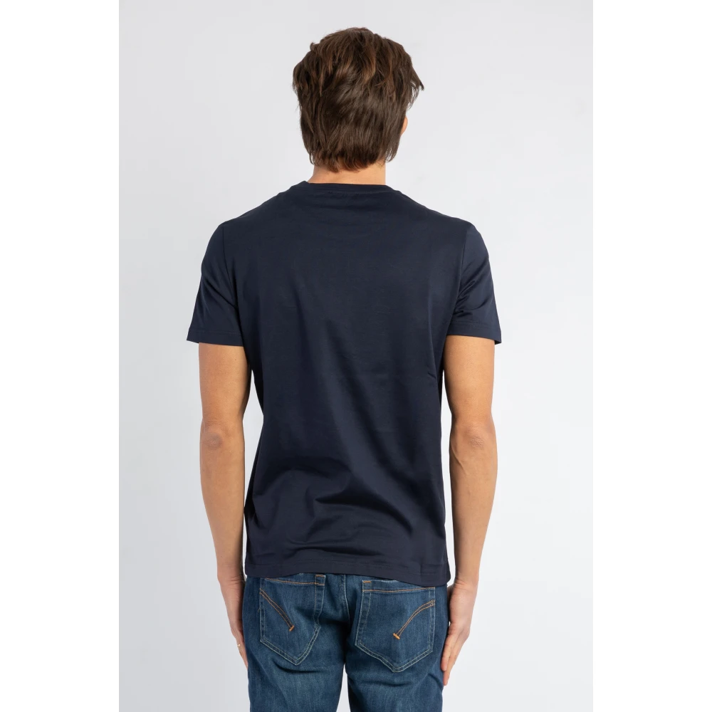 Dondup Blauw T-shirt met logo borduursel Blue Heren